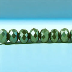 4mm Thunder Polish Glass Crystal Roundel Cut Green Light