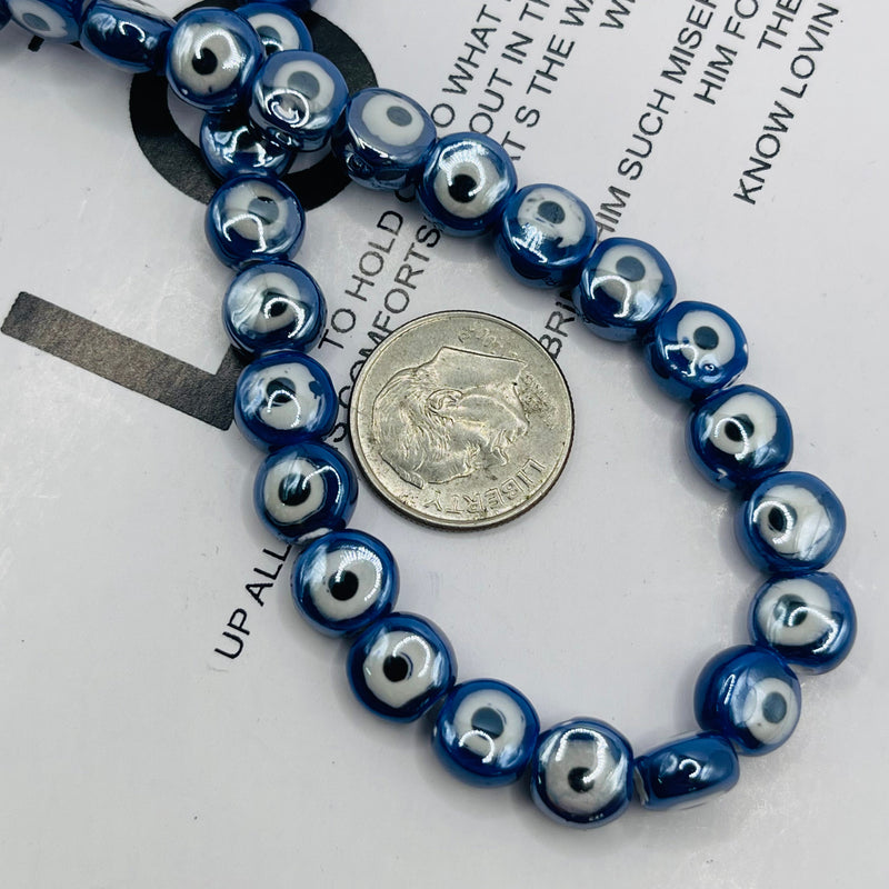 8mm Evil Eye Handmade and painted Porcelain