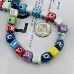 10mm Evil Eye Handmade and painted Porcelain