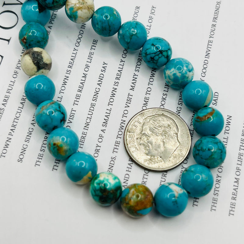 8mm Round Turquoise Dyed and Stabilized