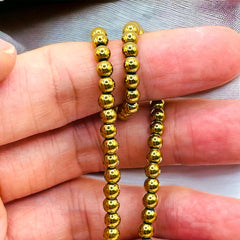 4mm Round Hematite Gold