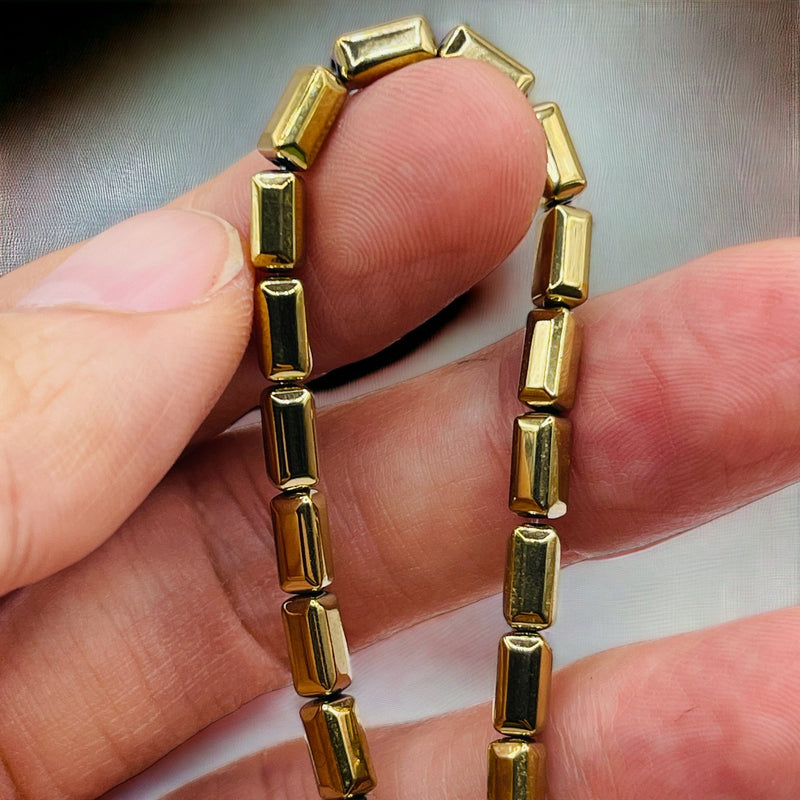 8x4mm Tube Hematite Gold