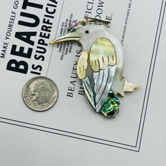 46x38mm Bird Natural Shell Handmade Pendant