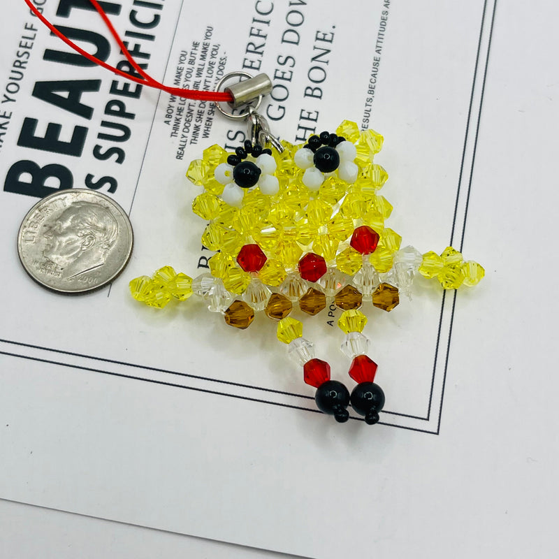 Handmade Beaded Sponge Man with Strap