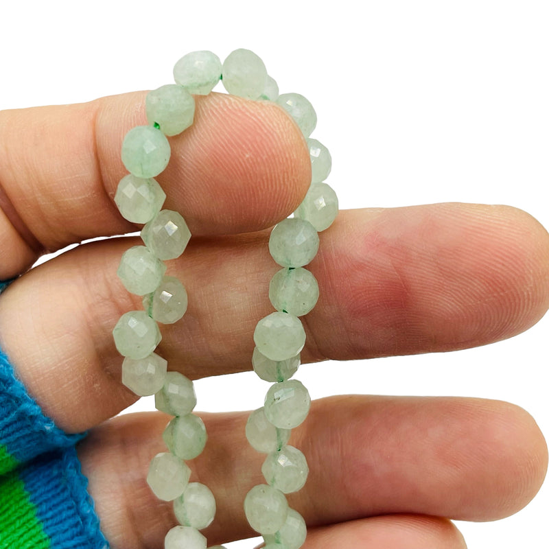 6mm Faceted Tear Drop Side Drilled Green Aventurine