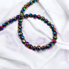 4mm Round Cut Hematite Rainbow