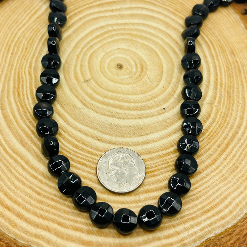 8mm Coin Cut Black Agate