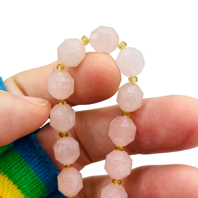 10x 8mm Lantern Cut Rose Quartz