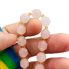 10x 8mm Lantern Cut Rose Quartz