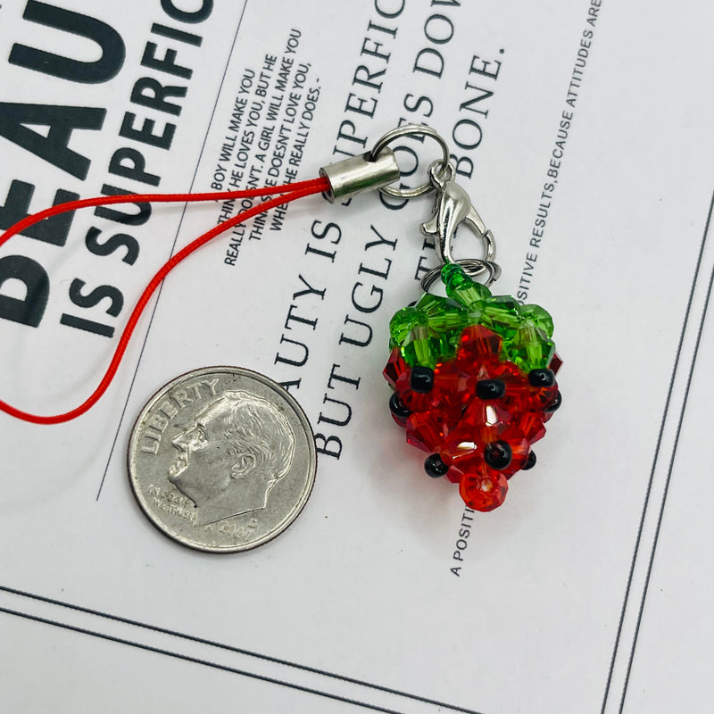 Handmade Beaded Strawberry with Strap