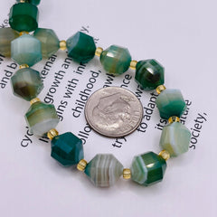 10mm Lantern Cut Green Agate