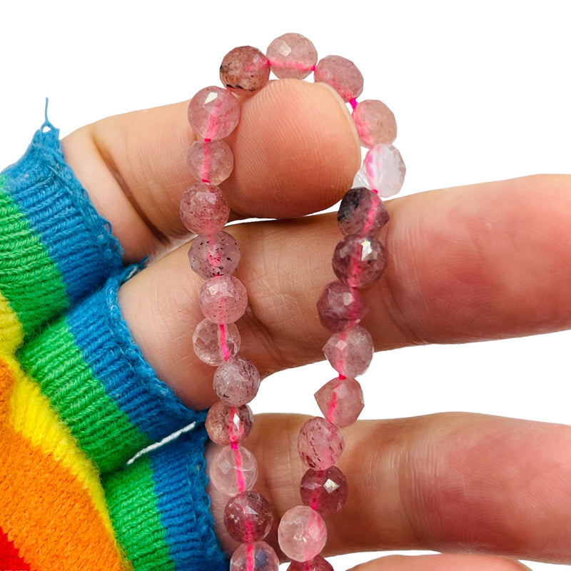 6mm Tear Drop Side Drilled Faceted Strawberry Quartz