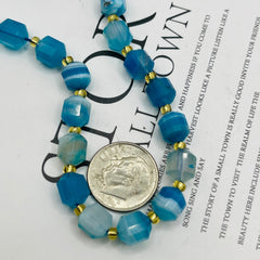 8mm Lantern Cut Blue Laced Agate