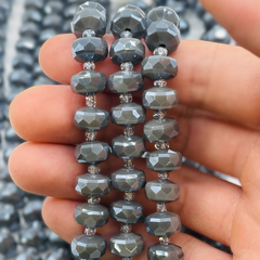 10x6mm Cylinder Cut Gray Jade Crystal Gold