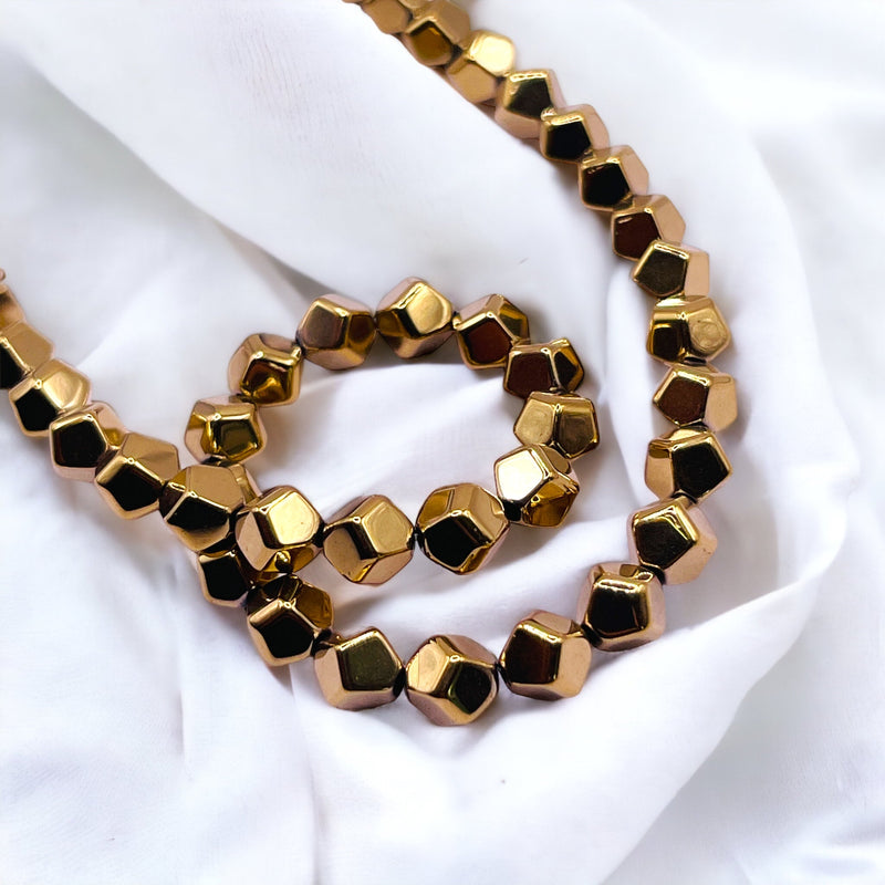 6mm Pentagon Hematite Gold