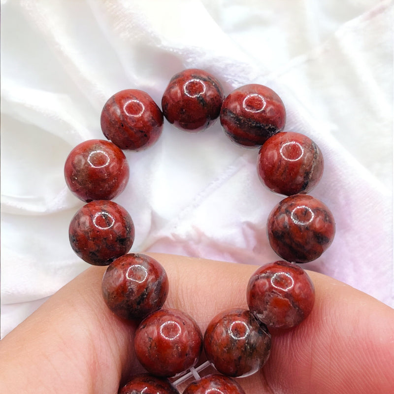 6mm Round Red Sesame Jasper