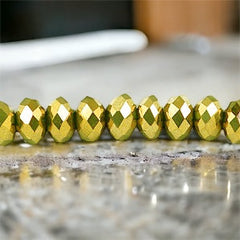 4mm Thunder Polish Glass Crystal Roundel Cut Gold