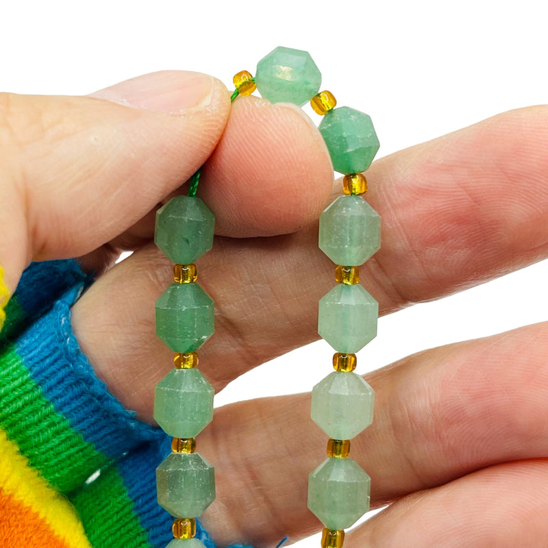 8mm Lantern Cut Green Aventurine