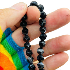 8mm Nugget Cut Black Agate