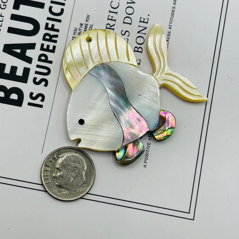 46x46mm Fish Natural Shell Handmade Pendant