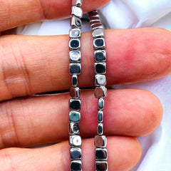 4x2mm Square Hematite Rhodium