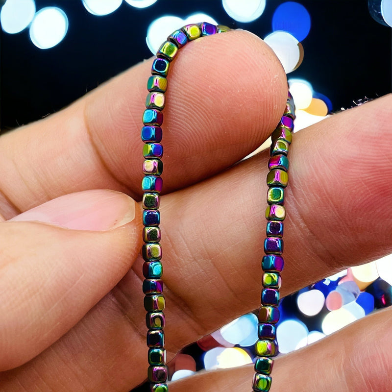 2x2mm Cube(smooth edge) Hematite Rainbow