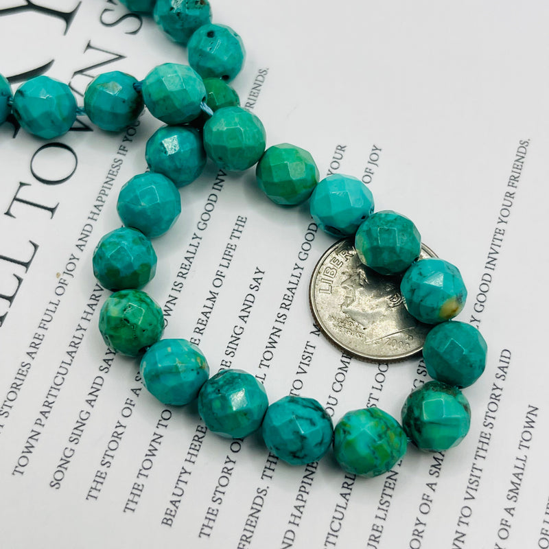 8mm Faceted Round Turquoise Dyed and Stabilized