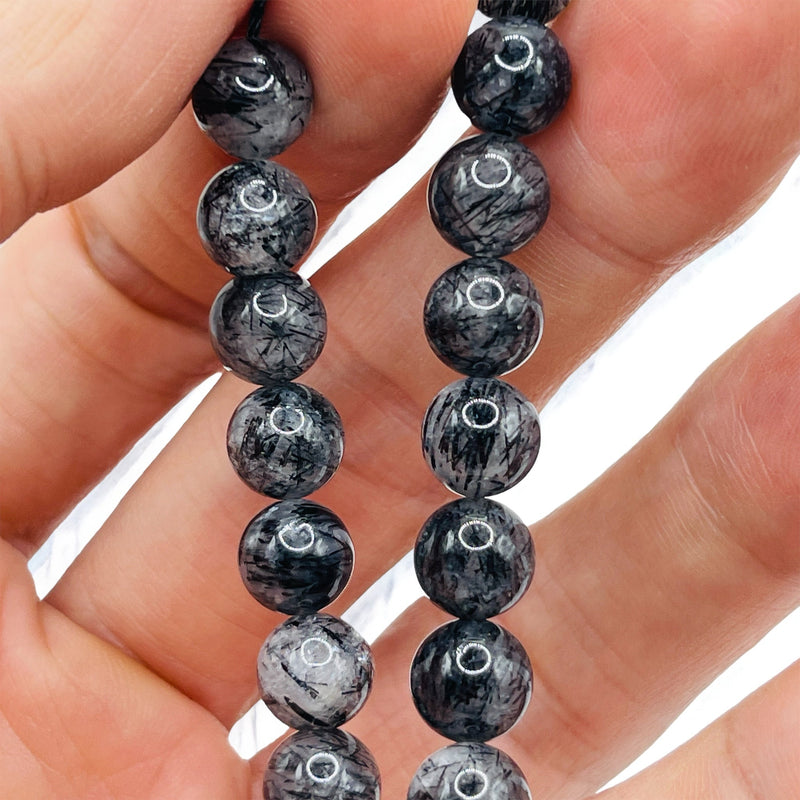 8mm Round Black Retilated