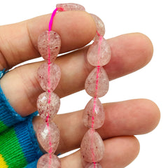 14x10mm Faceted Tear Drop Strawberry Quartz