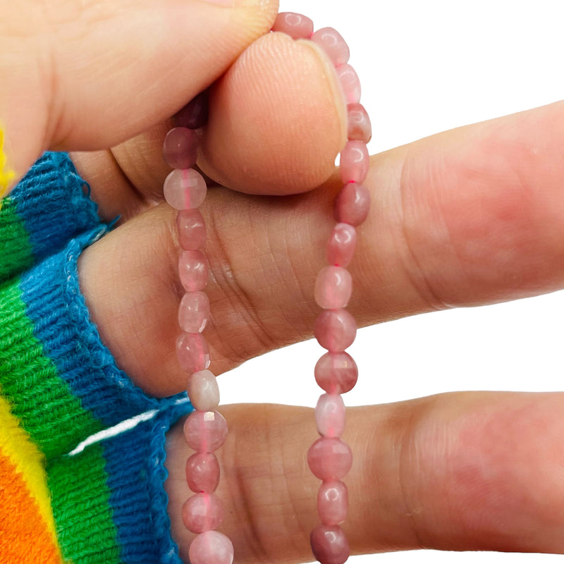 4mm Flat Round Faceted Strawberry Crystal