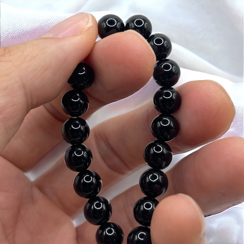 8mm Round Black Agate