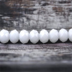 4mm Thunder Polish Glass Crystal Roundel Cut White Jade