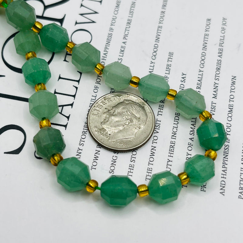 8mm Lantern Cut Green Aventurine