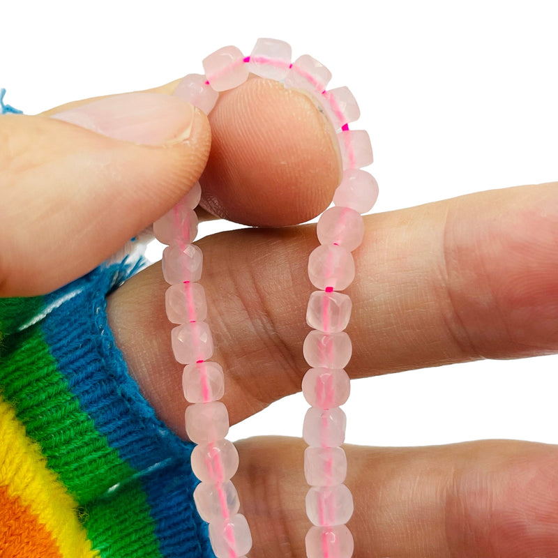 4mm Cube Rose Quartz