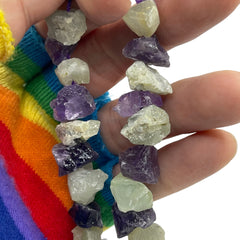 Amethyst + Prehnite Freeform Rough 14 to 16mm