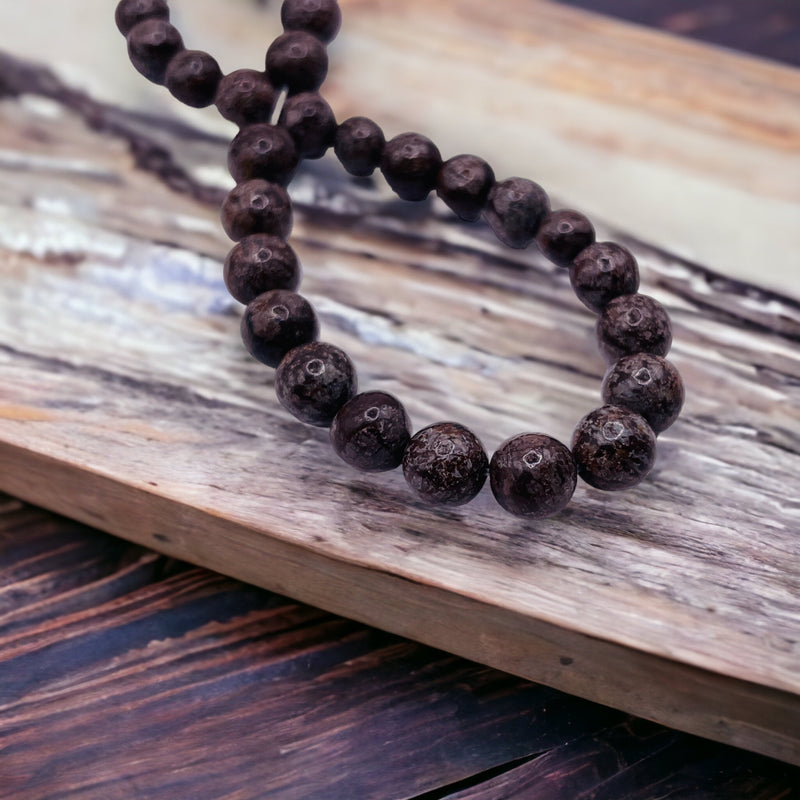 8mm Round Red Snowflake Jasper