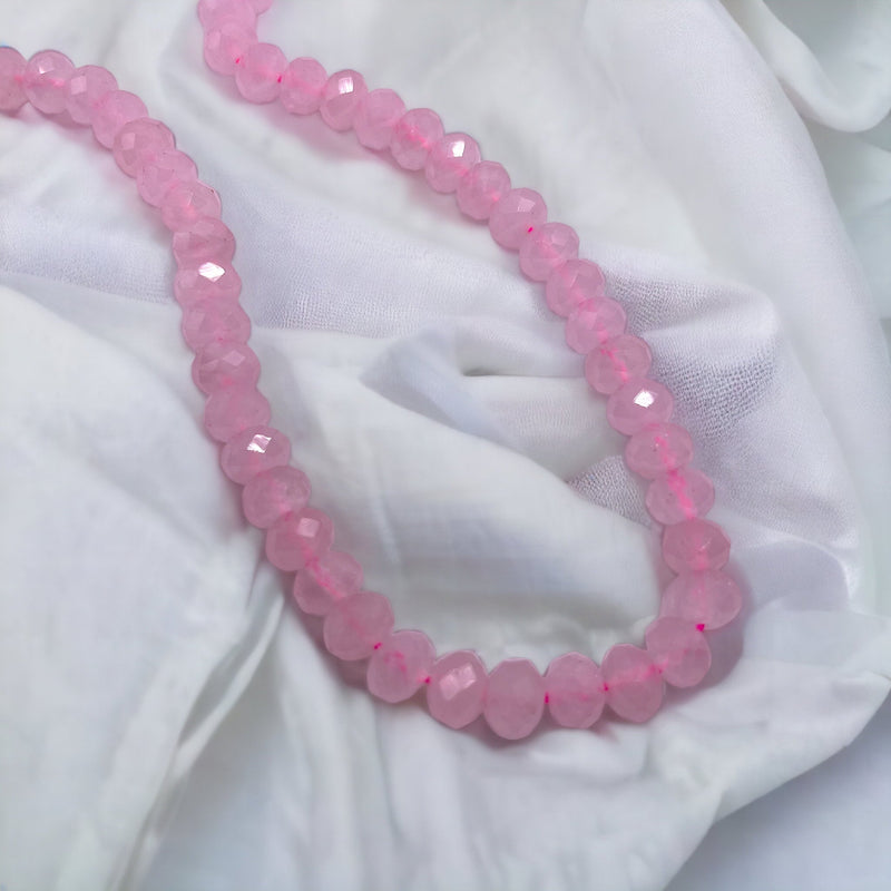 8x6mm Roundel Faceted Rose Quartz