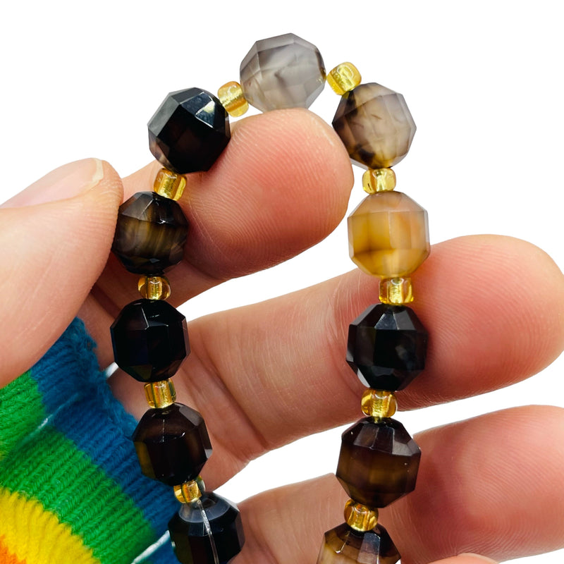 10x8mm Lantern Cut Black Agate