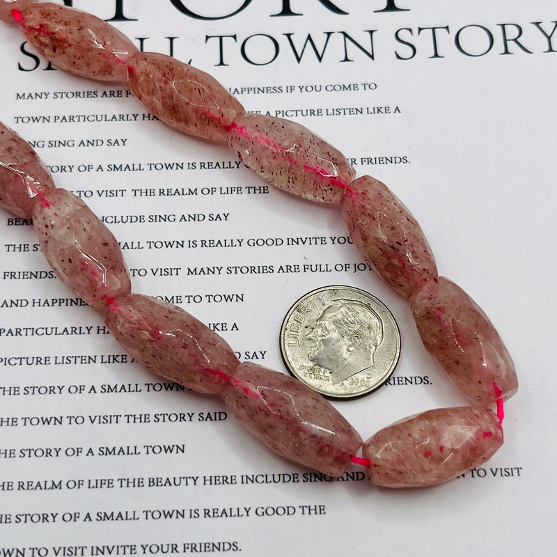 16mm Faceted Oval Strawberry Quartz