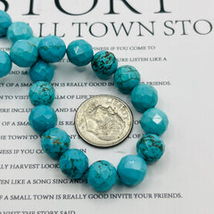 8mm Faceted Round Turquoise Dyed and Stabilized