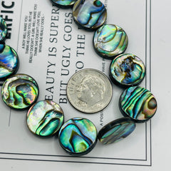 14mm Round Natural Abalone  Handmade