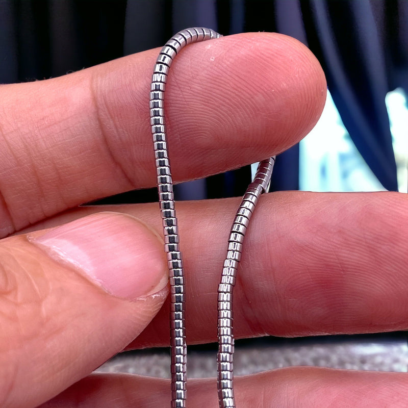 2x1mm Tube Hematite Rhodium