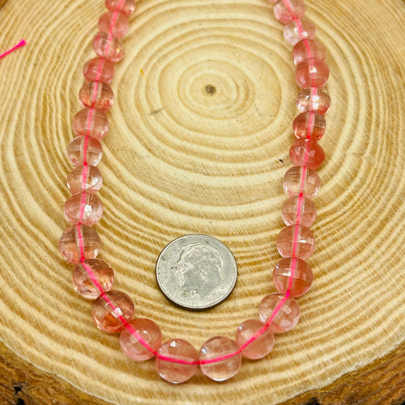 8mm Coin Cut Cherry Quartz(Lab)