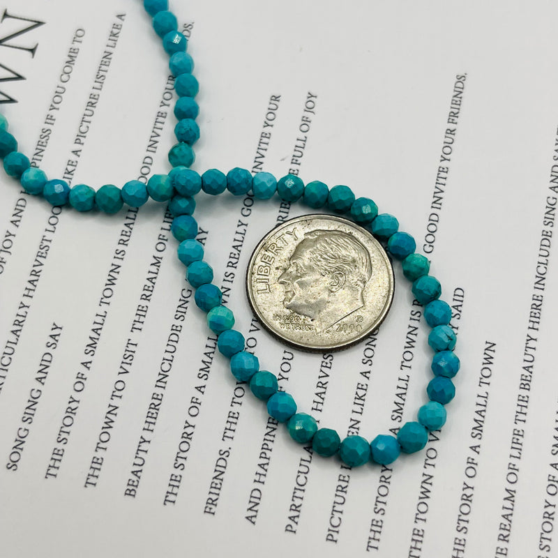 3mm Faceted Round Turquoise Dyed and Stabilized