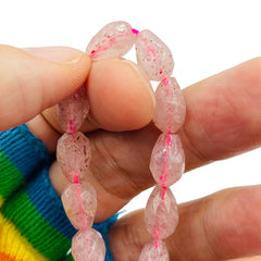 12x8mm Faceted Tear Drop Strawberry Quartz