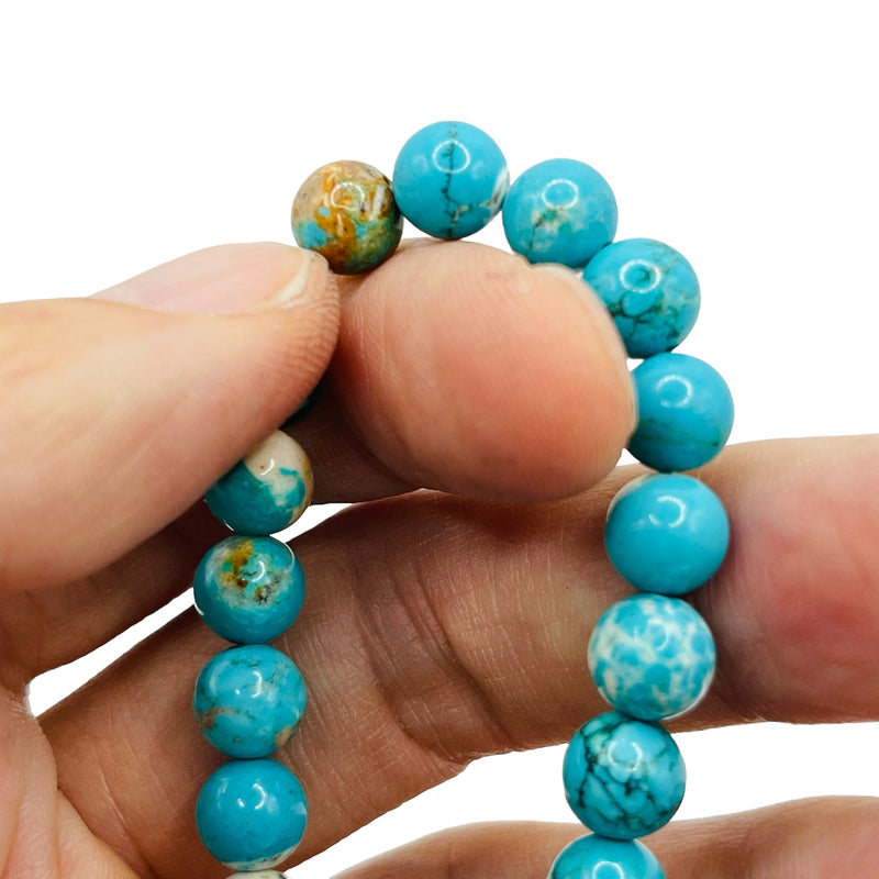 8mm Round Turquoise Dyed and Stabilized