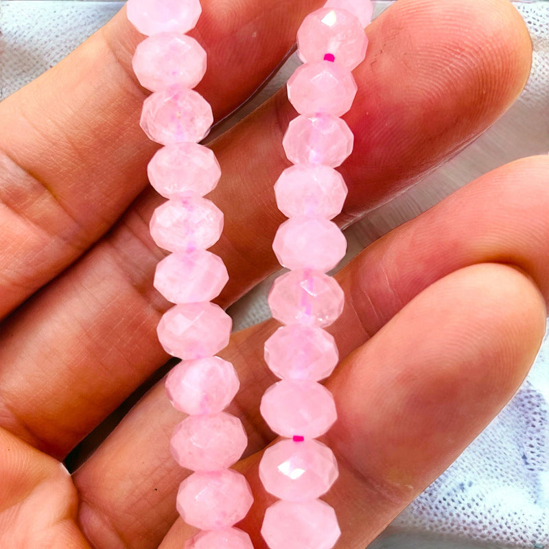 8x6mm Roundel Faceted Rose Quartz